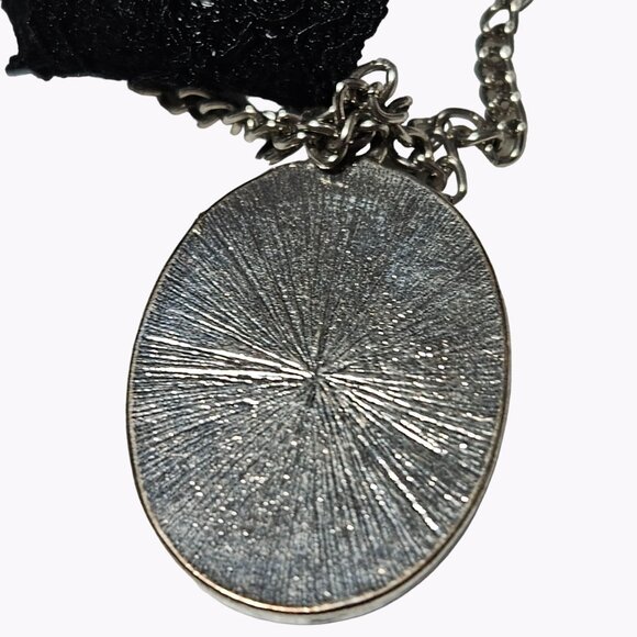 Vintage Elegant Gray Cameo Black Lace Choker Pendant Necklace Fashion Jewelry - Picture 6 of 7